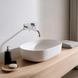 Waterevolution Flow inbouw wastafelkraan met afdekplaat chroom met uitloop 25cm T1161B01-25