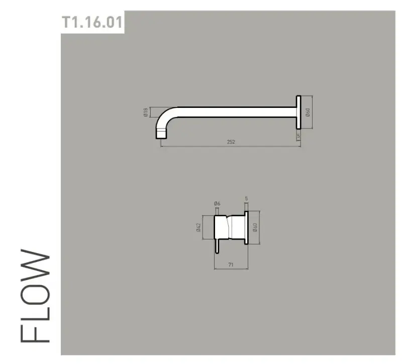 Waterevolution Flow inbouw wastafelkraan mat zwart met uitloop 25cm T116BPR-25