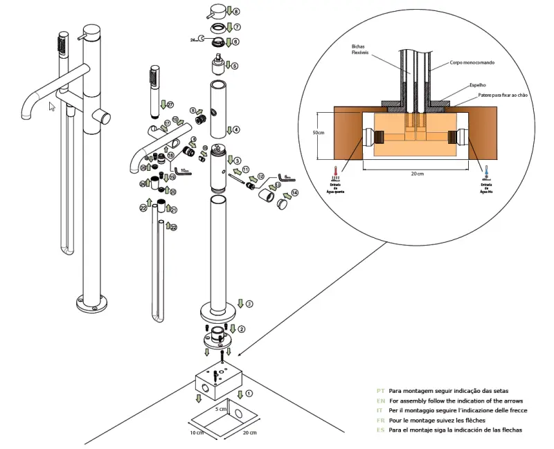 Waterevolution Flow vrijstaande badkraan met handdouche mat wit T133BR