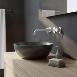 Waterevolution Flow 3-gats Inbouw Wastafelkraan Mat Wit met uitloop 25 cm T1163FBR-25