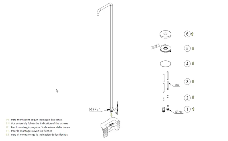 Waterevolution Flow zwembad douche douchezuil enkel koud water RVS geborsteld T145IE