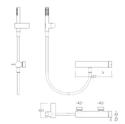 Waterevolution Flow douchemengkraan met douchegarnituur chroom T14001