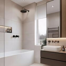 Waterevolution Flow inbouw douchethermostaat met ronde rozet mat zwart 1208778082 T142TBPR