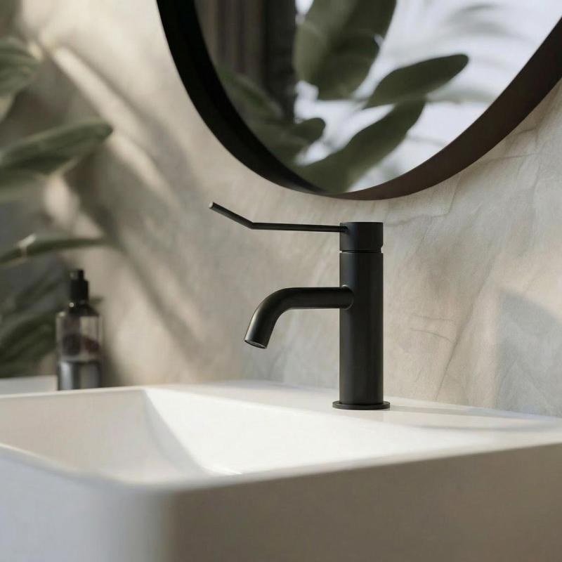 Waterevolution Flow wastafelkraan incl. click plug mat zwart T111PR