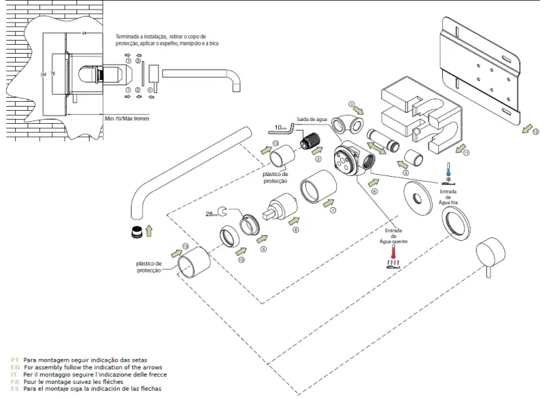 Waterevolution Flow inbouw wastafelkraan chroom uitloop 15cm T116B01-15