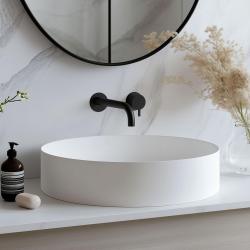 Waterevolution Flow inbouw wastafelkraan mat zwart met uitloop 15cm T116BPR-15