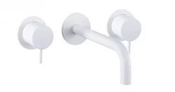 Waterevolution Flow 3-gats Inbouw Wastafelkraan Mat Wit met uitloop 21 cm T1163FBR-21