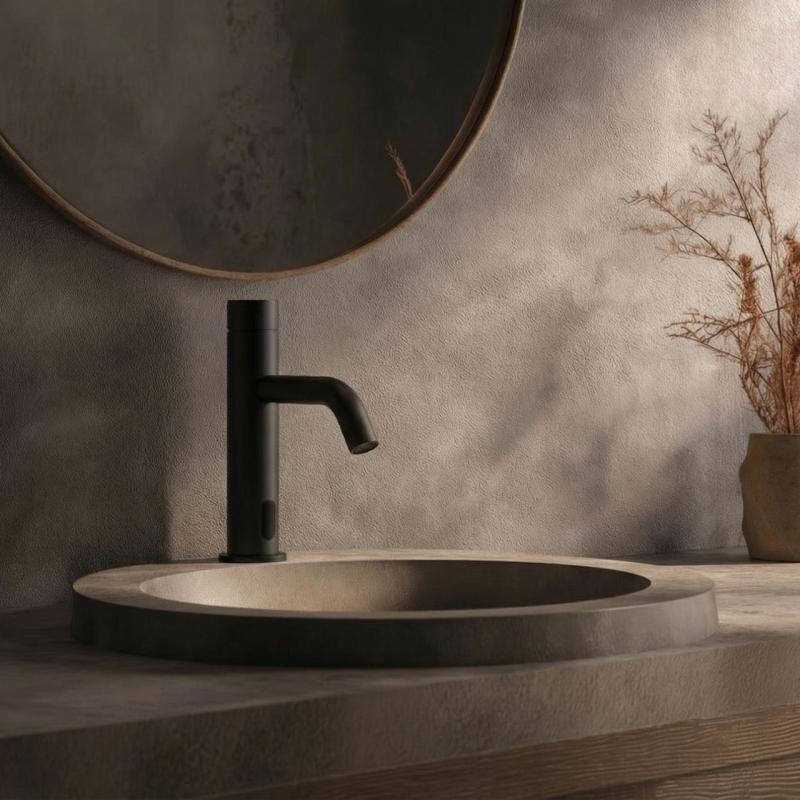 Waterevolution Flow elektronische wastafelkraan infrarood op batterijen mat zwart T110EBPR