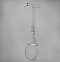 Waterevolution Flow douchecombinatie met thermostaat en regendouche Geborsteld Messing T141TBB