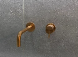 Waterevolution Flow Inbouw Wastafelkraan PVD Geborsteld Koper met uitloop 15 cm T116BCPE-15