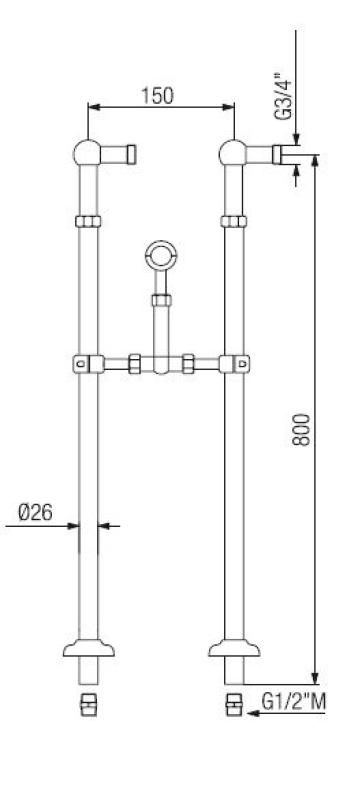PB Vrijstaande badkraan nostalgisch sterknoppen RVS 6000