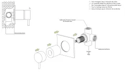 Waterevolution Flow inbouw mengkraan met 2 uitgangen mat zwart met ronde rozet