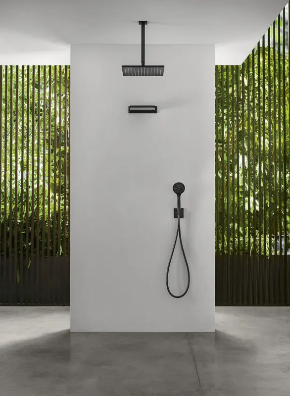 SB Rubinetterie Regendouche Eco Air waterbesparende vierkant regendouche Mat zwart 20x20cm 1208947014