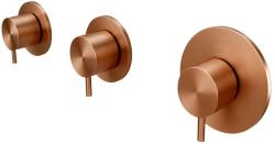 Waterevolution Flow inbouw douchethermostaat met 2 stopkranen PVD geborsteld koper