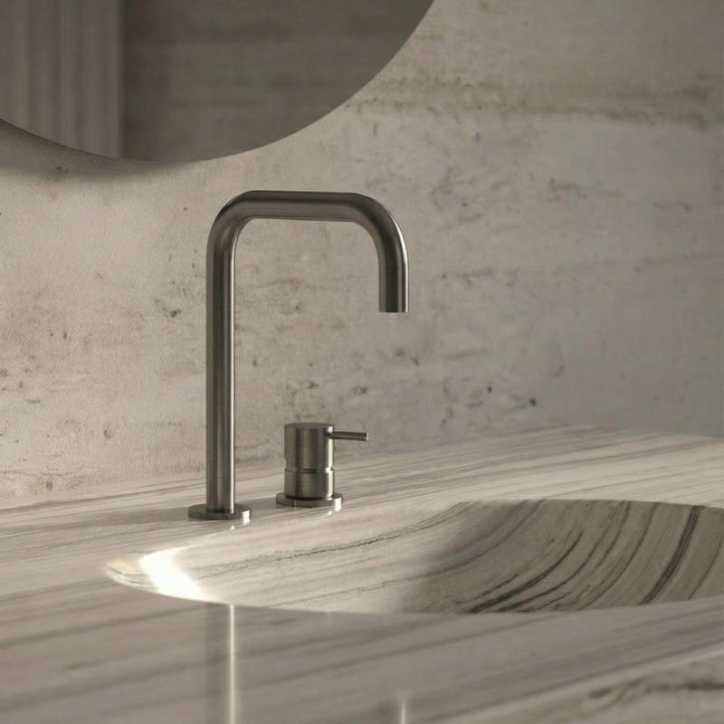 Waterevolution Flow 2-gats wastafelkraan Gun Metal T112HGME