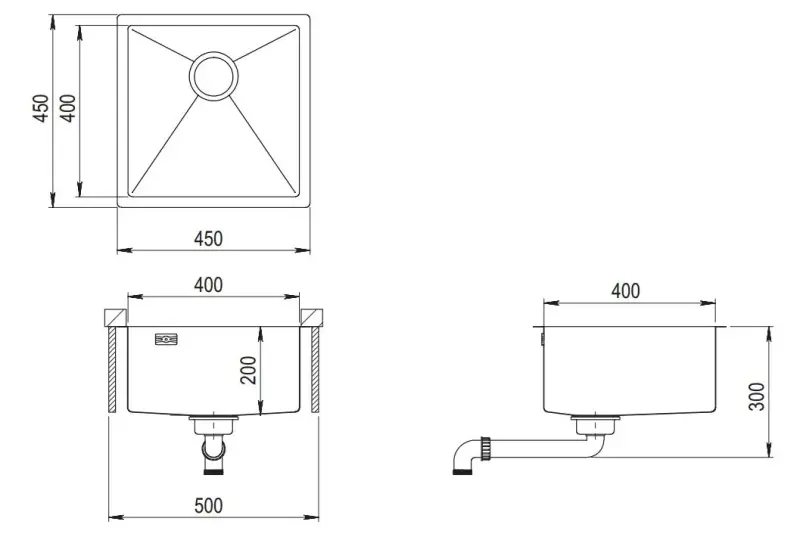 Ausmann Mosel RVS spoelbak koper kleur PVD Copper 40x40 onderbouw vlakbouw en opbouw 080969