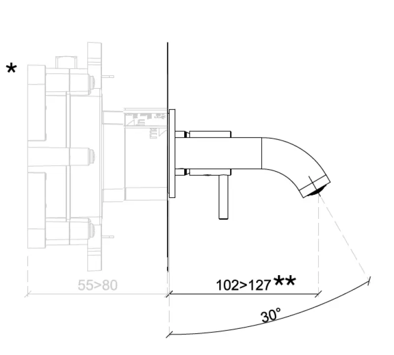 SB Round inbouw wastafelmengkraan mat zwart - 102mm