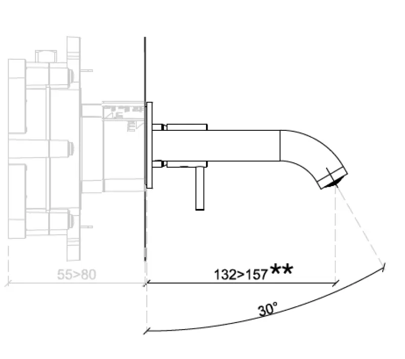 SB Round 316 inbouw wastafelmengkraan RVS 132mm