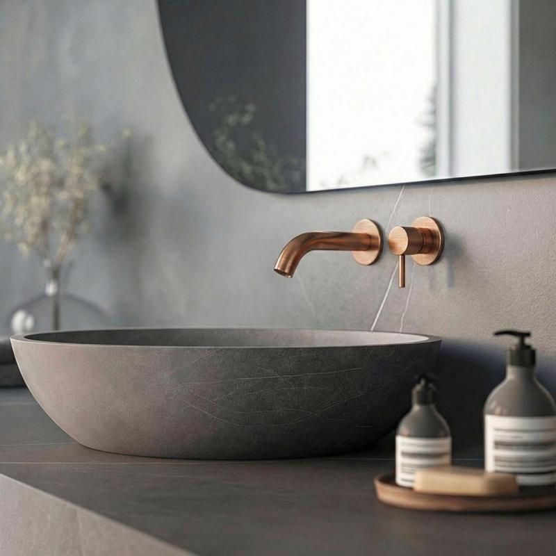 SB Round 316 inbouw wastafelmengkraan Geborsteld Koper PVD 102mm