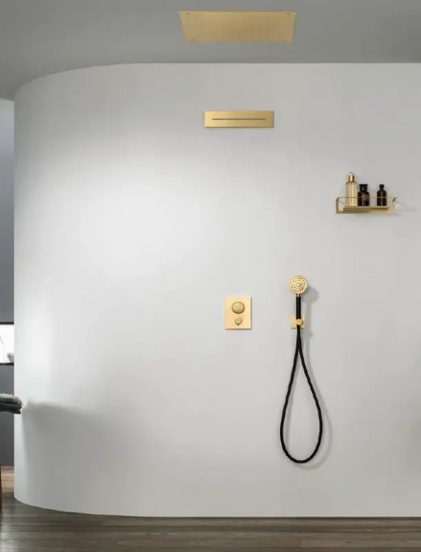 SB Square regendouche inbouw 500x500mm Geborsteld Messing PVD