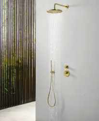 SB Rubinetterie 316 handdoucheset met slang en ophanghaak geborsteld messing PVD 1208953547