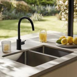 Franke Mythos MYX 160.34.16 BL anderhalve rvs spoelbak onderbouw 34+16cm 122.0638.273