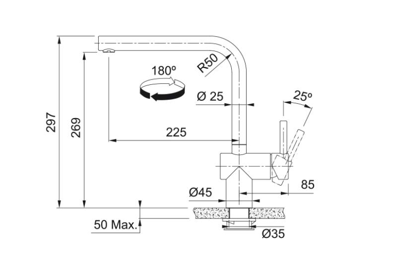 Franke massief rvs sensor Keukenkraan Atlas Neo draaibare uitloop inox 115.0625.489