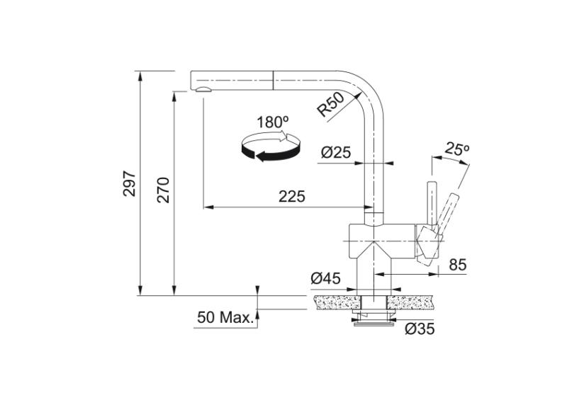 Franke geborstelde zwarte sensor Keukenkraan Atlas Neo met uittrekbare uitloop 115.0625.527
