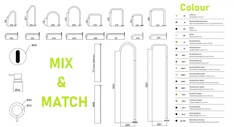 Waterevolution Flow 2-gats wastafelkraan hoge uitloop 222 PVD Geborsteld Koper T122HCPE