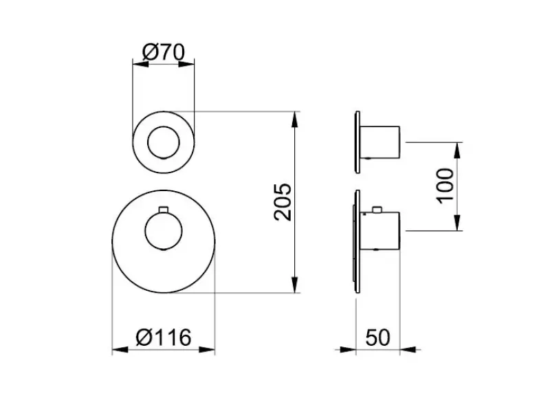 SB Round Doucheset geborsteld messing PVD inbouw compleet