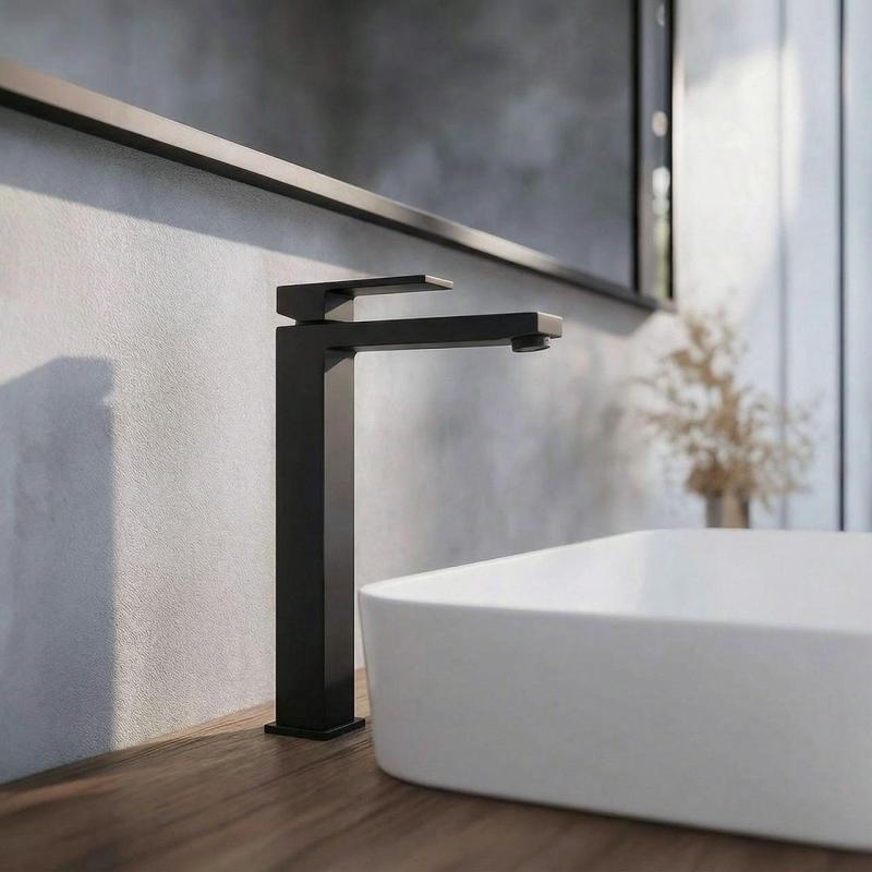 PB Kiki 1-gats hoge wastafelmengkraan voor waskommen mat zwart