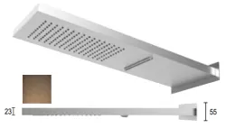 SB Square 316 Regendouche met muuraansluiting en waterval douche PVD koper 1208955330