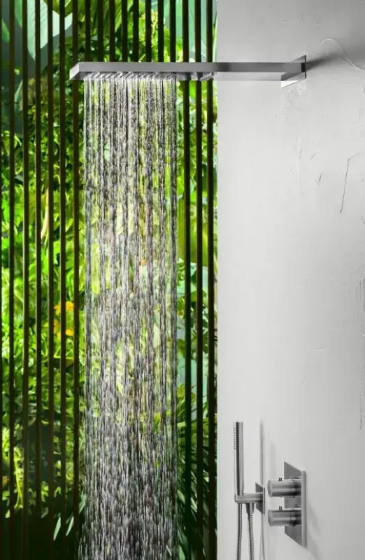 SB Square 316 Regendouche met muuraansluiting en waterval douche PVD goud 1208955331