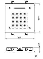 SB Chromotherapy inbouw Regendouche met 3 straalsoorten 50x50 cm PVD Koper 1208955447