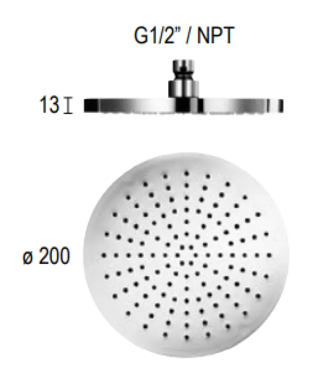 SB Round Messing Regendouche hoofddouche 20 cm Mat Zwart 1208955603