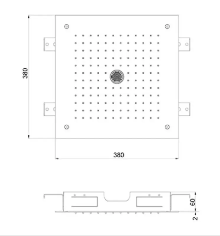 SB inbouw Regendouche plafond met icicle straat 38x38cm Mat Zwart 1208955634