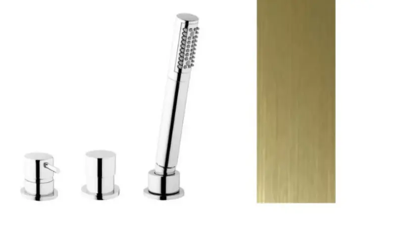 Waterevolution Flow 3-gats Badmengkraan voor Badrandmontage PVD Geborsteld Light Gold T138SBWGE