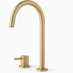 Waterevolution Flow 2-gats wastafelkraan met hoge U 200mm uitloop Light Gold T1122UWGE