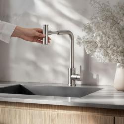 Quadri Cardiff keukenmengkraan met uittrekbare douche met 2 straalsoorten RVS 1208955914