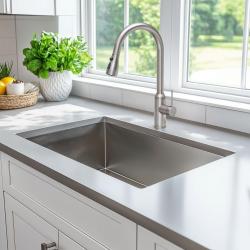 Quadri Stamford keukenmengkraan RVS met uitneembare uitloop en sproeistand 1208956096