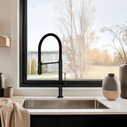 Quadri Brighton keukenmengkraan mat zwart met flexibele uitloop zwart 1208956103