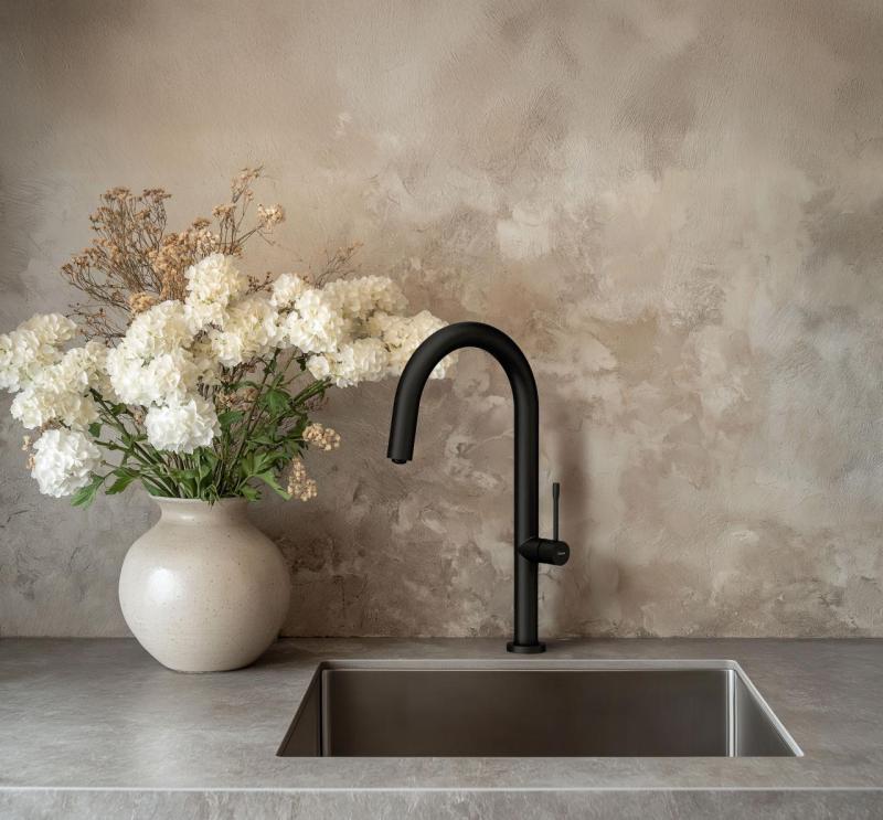 Quadri Brighton keukenmengkraan mat zwart met draaibare uitloop 1208956107