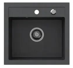 Quadri Londen graniet antraciet spoelbak 50x47 cm met kraangat opbouw 1208956320