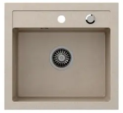 Quadri Londen graniet zand beige spoelbak 50x47 cm met kraangat opbouw 1208956321