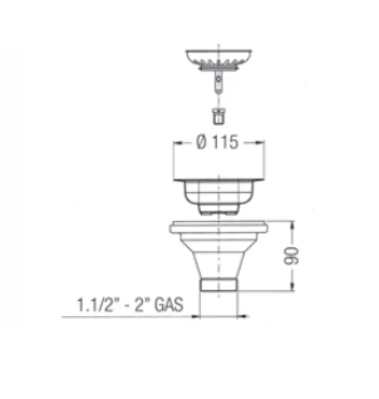 PB klassieke messing natuur (verkleurd) afvoerset voor een keuken spoelbak en korfplug afsluitbaar 1208956474