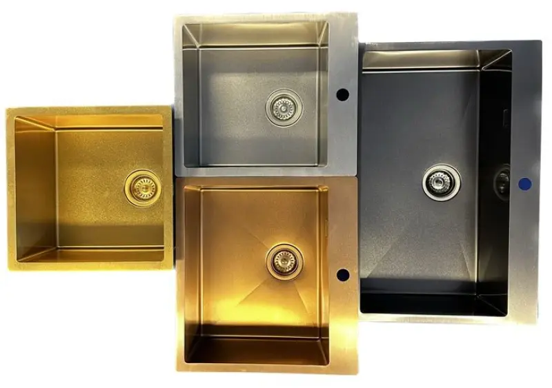 Ausmann Turt gouden spoelbak 45x50mm met kraangat onderbouw vlakbouw en opbouw 1208956958