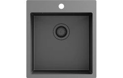 Ausmann Turt gun metal spoelbak 45x50mm met kraangat onderbouw vlakbouw en opbouw 1208956960