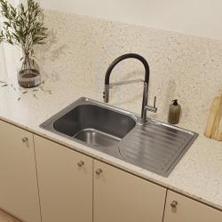 Ausmann Basic rvs opbouw spoelbak met afdruip omkeerbaar 76x42 cm inclusief sifon 1208956978