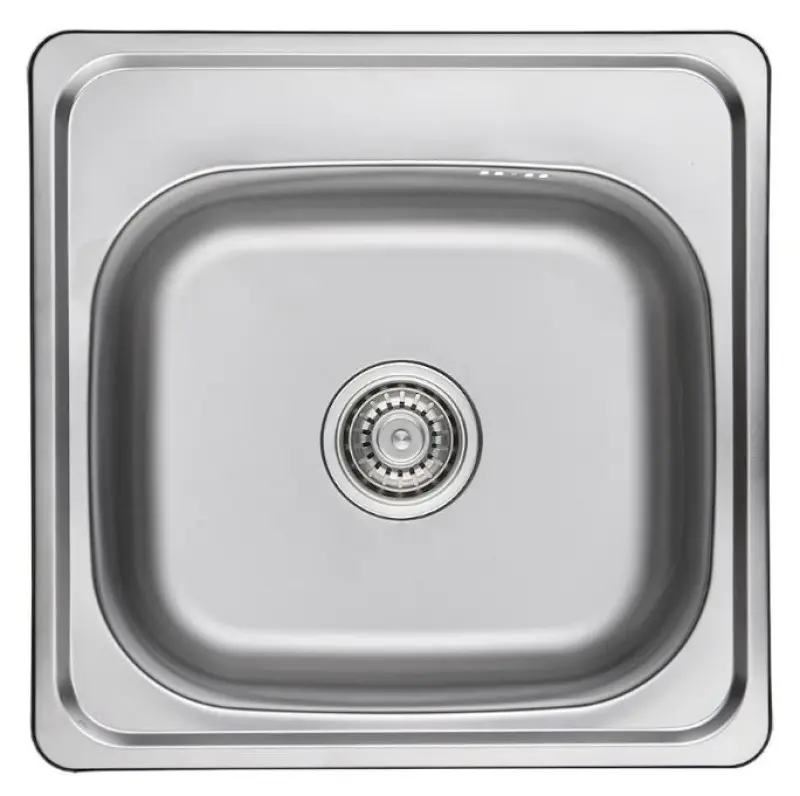 Ausmann Basic rvs opbouw spoelbak 48x48 cm met kraangatbank inclusief sifon 1208957000