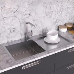 Ausmann Oder Blue grote rvs spoelbak 100x51cm vlakbouw en opbouw met afdruipgedeelte 1208957124